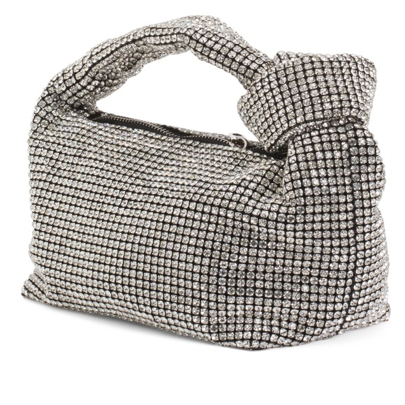 Silver Rhinestone Knotted Shoulder Bag - Picture 4 of 6